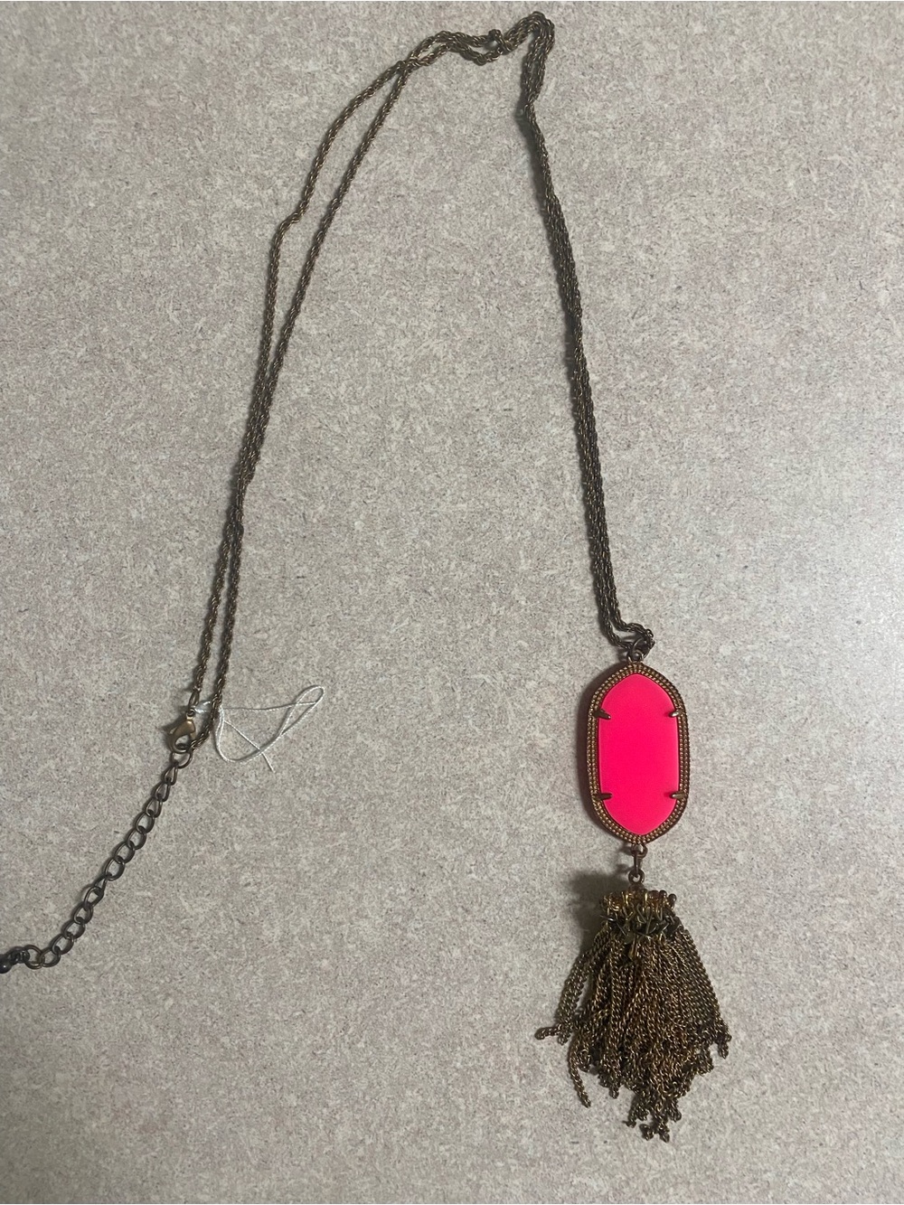 Kendra Scott Neon Pink Elle Pendant Tassel Necklace